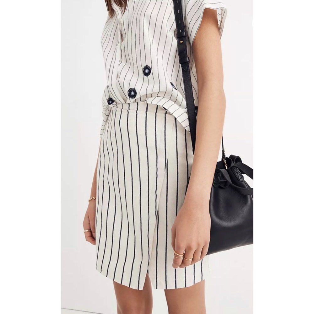 Madewell Faux Wrap Striped Mini Skirt